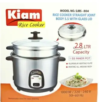 Kiam 2.8L Rice Cooker (Stainless Steel with Glass lid).