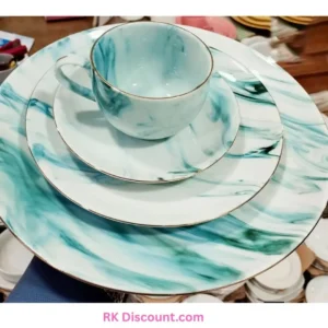 luxurious Colourful Aqua Marble 32-piece Ceramic Dinner Set