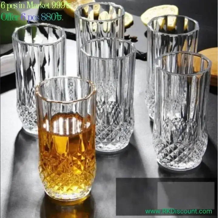 Transparent Diamond Design Water/Drinking Glass.