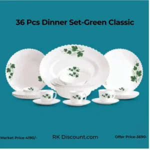 36Pcs Dinner Set – Green Classic (Opal Glassware)